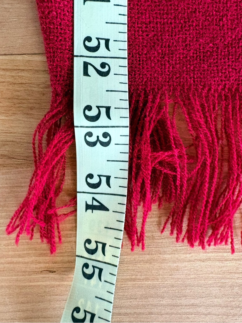 Red Patterned Fringe Scarf - Picture 6 of 6